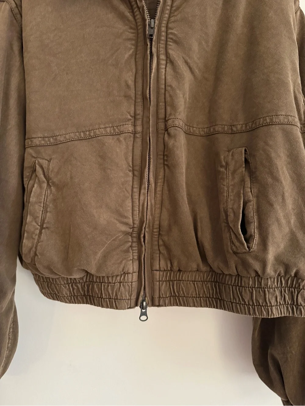 Free People Women’s Style Olive Green Zip Bomber Jacket